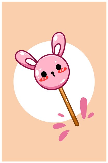 A sweet and rabbit candy cartoon illustration