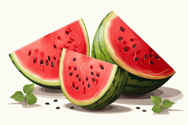 Vector sweet ripe waterme vector on white and black background