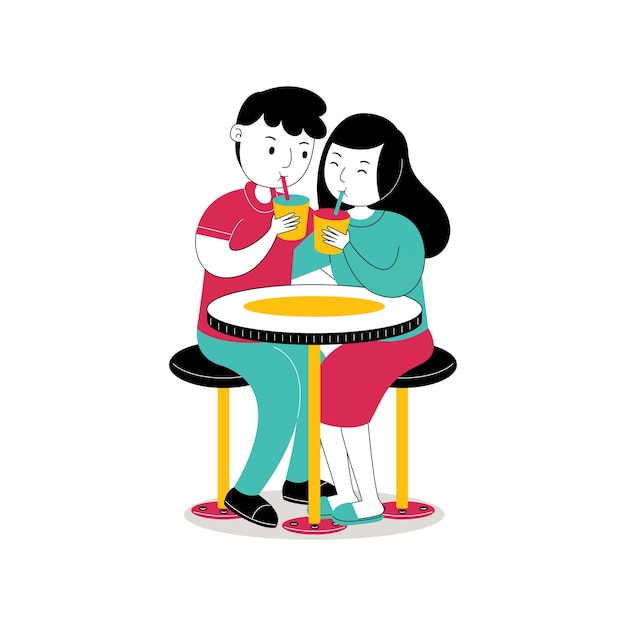 Sweet romantic couple in flat design style