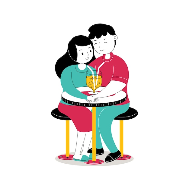 Vector sweet romantic couple in flat design style