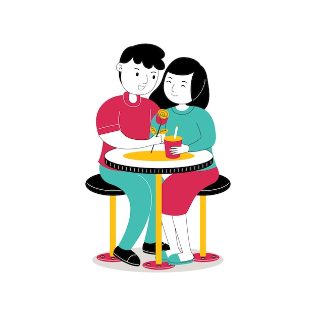 Sweet romantic couple in flat design style