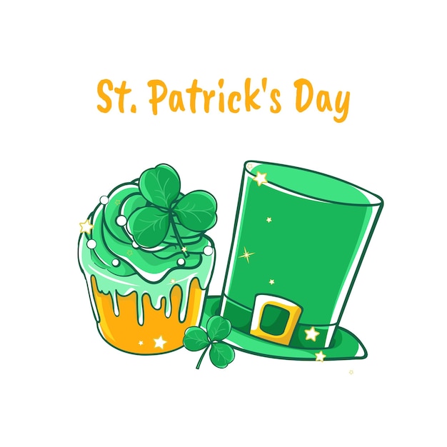 Sweet saint patricks day groene zijden hoed klaver en cupcake