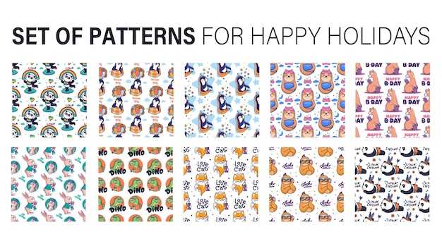 The sweet seamless pattern. cartoonish animals.