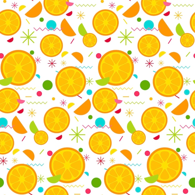 인쇄, 직물, 섬유, 벽지를 위한 맛있는 오렌지의 달콤한 매끄러운 패턴입니다. 벡터