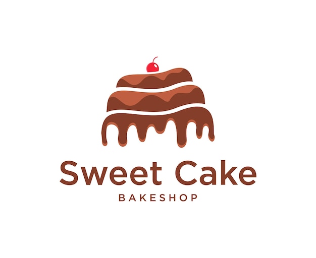 Sweet Shop logo design template vector of cake with cherries