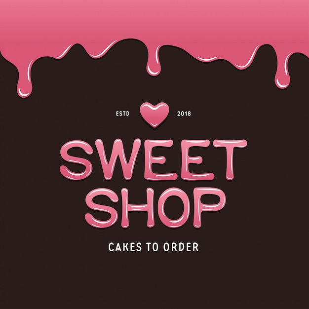 Vector sweet shop logotype template. chocolate style text.