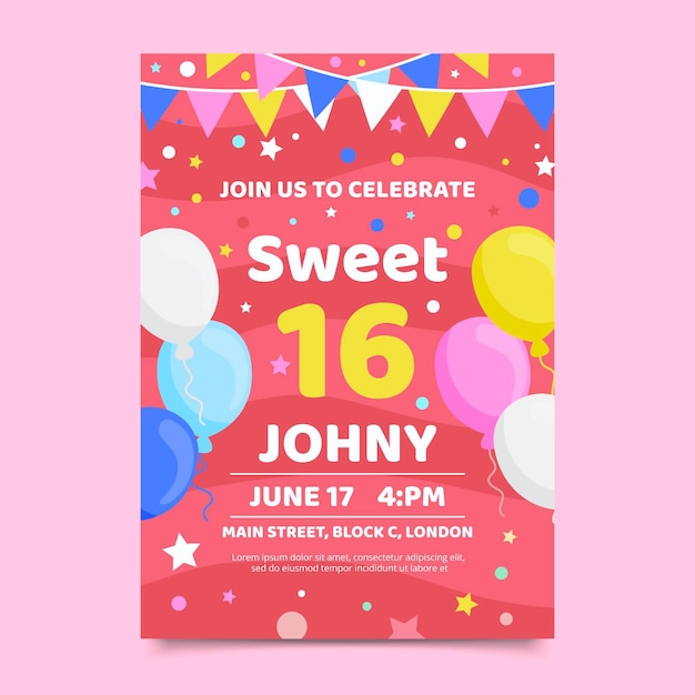 Sweet sixteen birthday invitation gtemplate