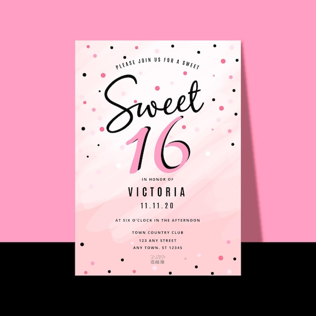 Vector sweet sixteen birthday invitation