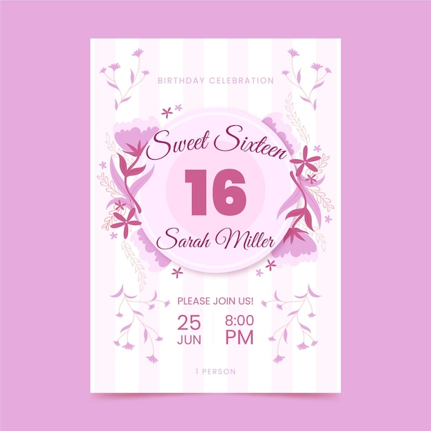 Sweet sixteen birthday invitation