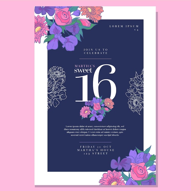 Sweet sixteen birthday invitation