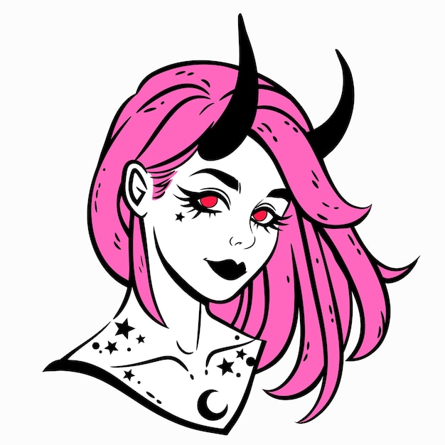 Sweet smiling girl with horns