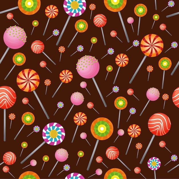 Vector sweet snack seamless pattern candy lollipop wallpaper