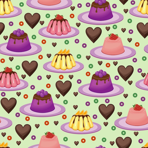 Vector sweet snack seamless pattern fruit jelly gelatin wallpaper