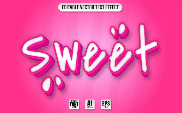 Vector sweet soft 3d pink text effect