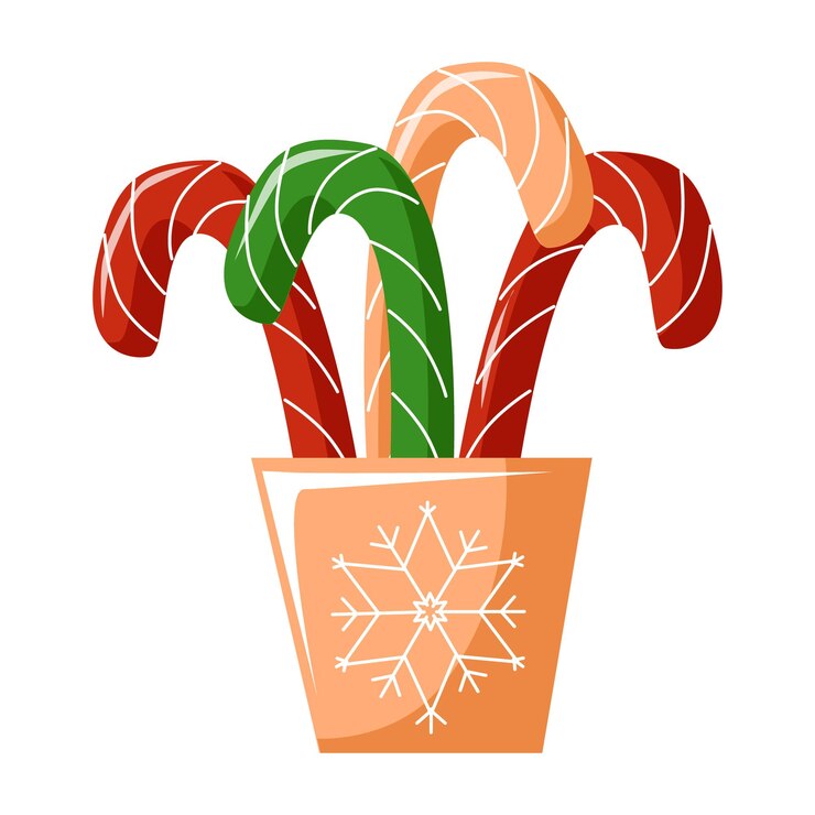 Vector sweet sticks for new year christmas hand drawn illustration isolated on white background