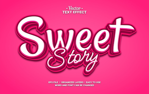 Sweet story editable vector text effect