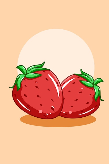 Sweet strawberries icon cartoon illustration