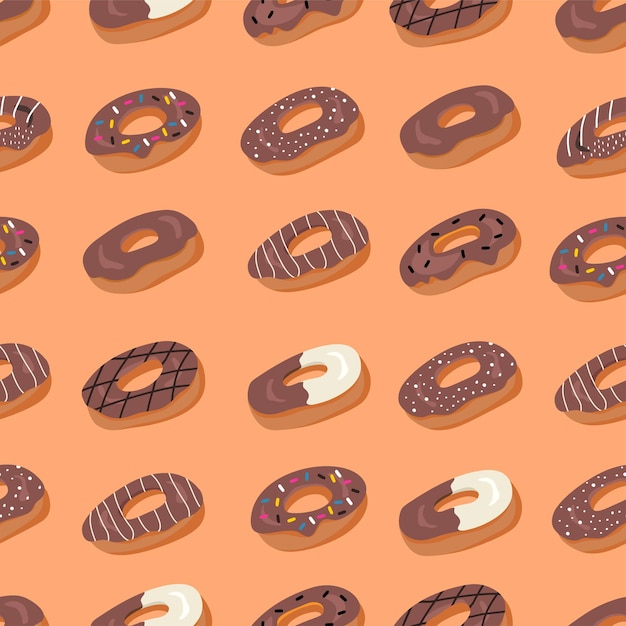 흰색 배경에 고립 된 도넛과 함께 달콤한 여름 원활한 패턴