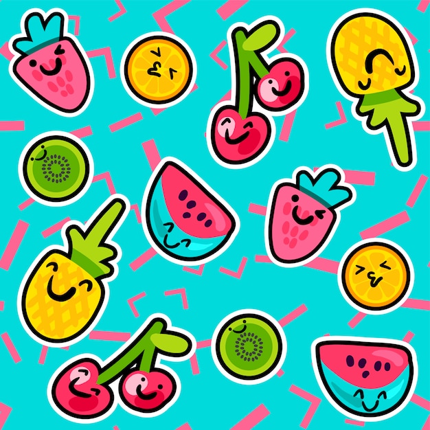 Sweet tasty summer fruits and berries pattern