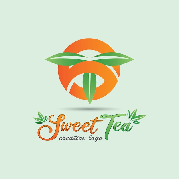 Sweet tea logo circle design hurup s and leaf shaped for hurup t