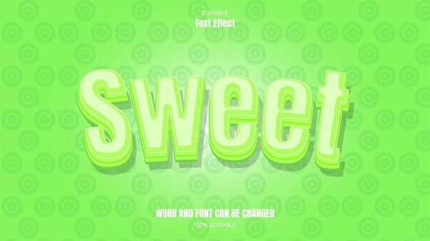 Vector sweet text 3d effect cake theme met groene patroonachtergrond