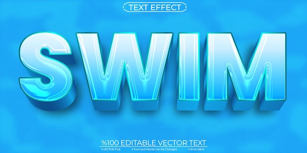 Sweet Text Blue Cute Swim Editable and Scalable Template Vector Text Effect