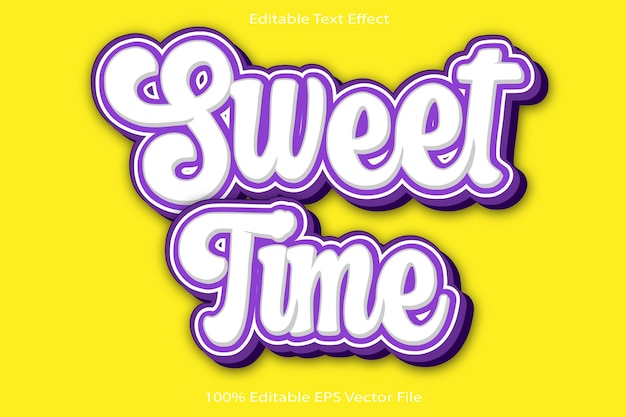 Vector sweet time bewerkbaar teksteffect 3d reliëf cartoon verloopstijl