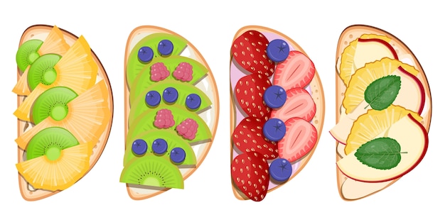 Vector sweet toast with fruits