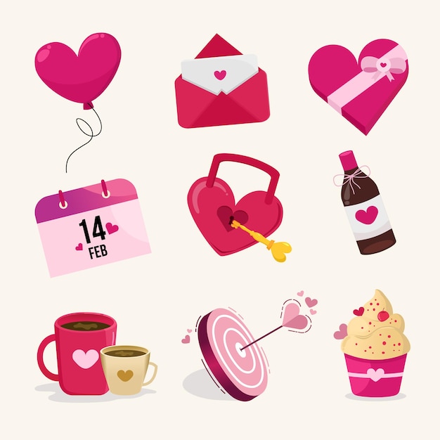 Sweet valentines day icon set