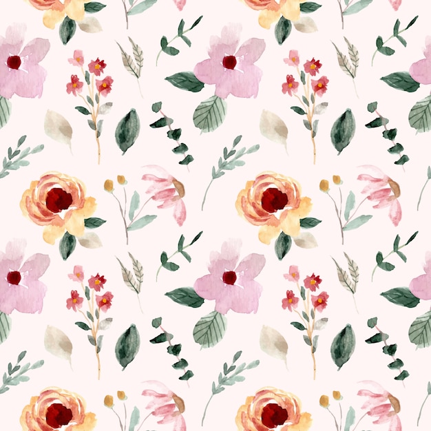 Vector sweet wild floral watercolor seamless pattern