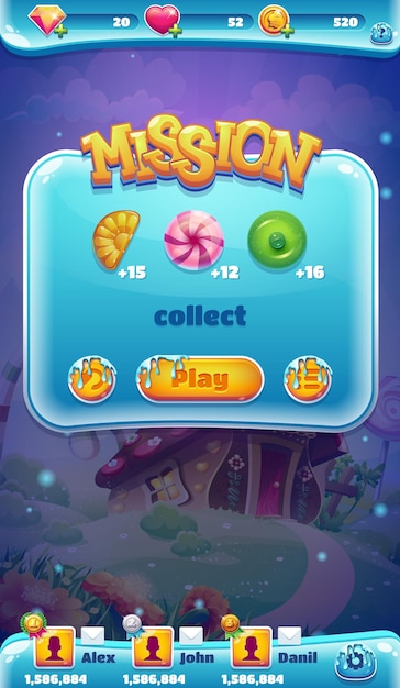 Sweet world mobile gui mission collect illustration