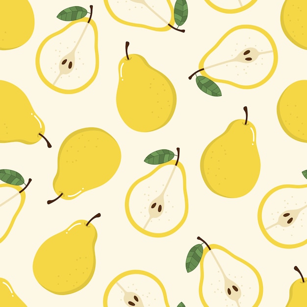 Vector sweet yellow pear seamless pattern.