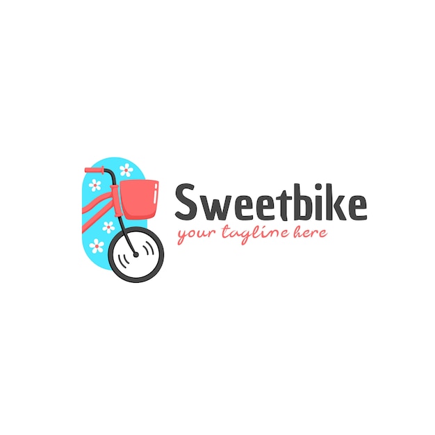 スウィートバイクの甘くてかわいいピンクの女性自転車のロゴ