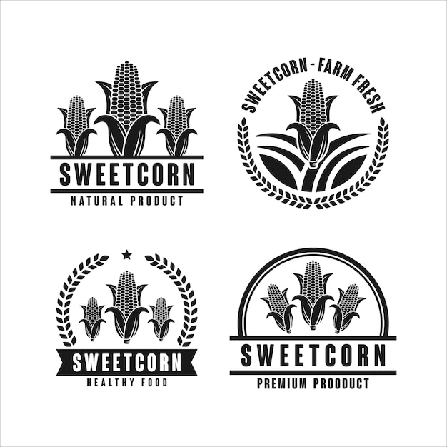 Sweetcorn 천연 제품 디자인 로고 컬렉션