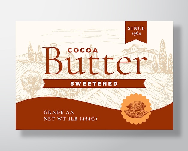 Sweetened cocoa butter dairy label template