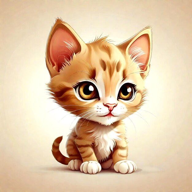 Vector sweeteyed kitten cartoon character illustration ai_generated