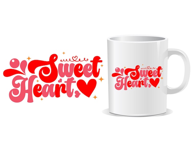 Sweetheart Happy Valentijnsdag citeert mok ontwerp vector