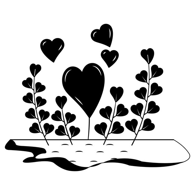 Vettore sweetheart pianta vectordesign natura amore simbolo artistici morfologie scene segno cuore in natura