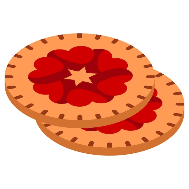 Sweethearts Strawberry Jam Biscuits Изометрическая концепция Векторный дизайн иконы Символ пекарни и пекаря