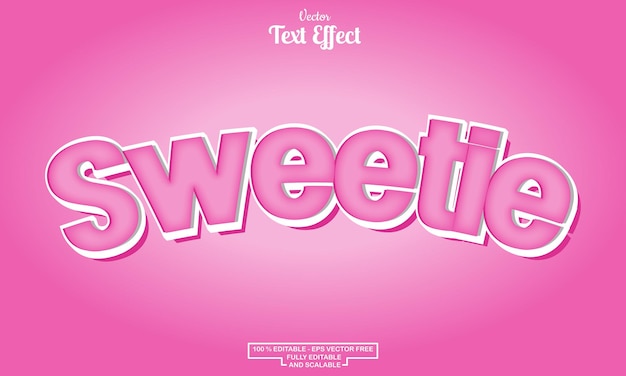 Vector sweetie modern cartoon editable text effect design