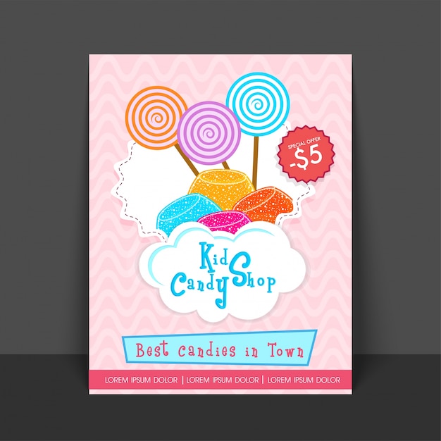 Vector sweetmeats candy poster kids flyer