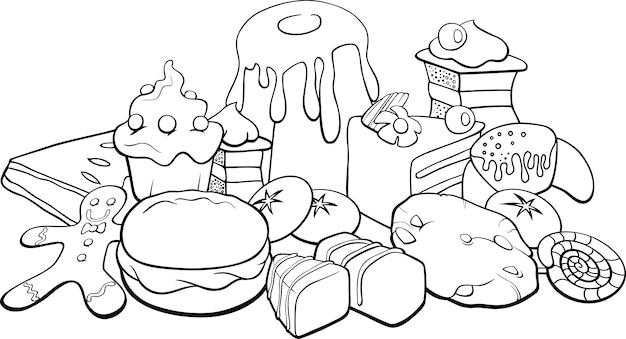 Sweets for coloring book