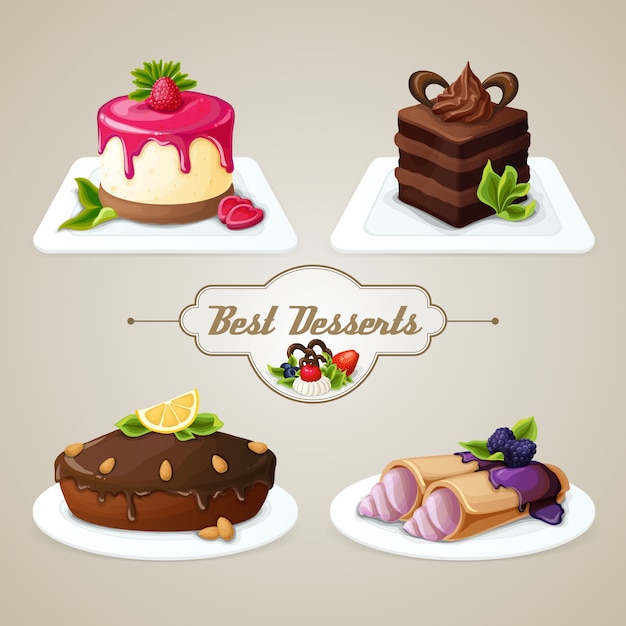 Vector sweets dessert set