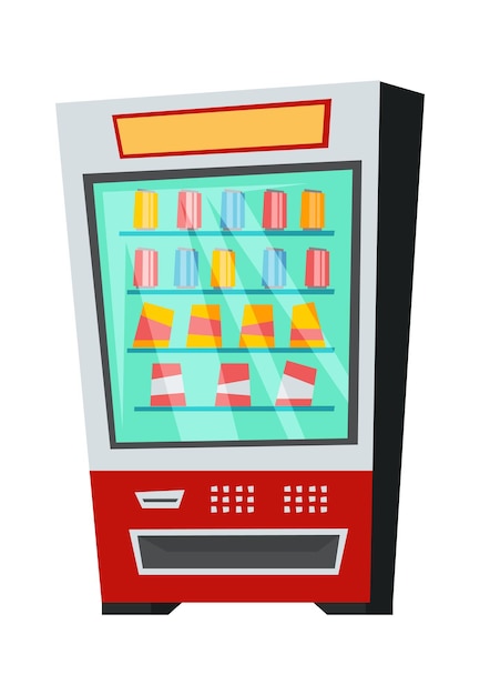 Sweets and drinks vending machine flat icon Automated service