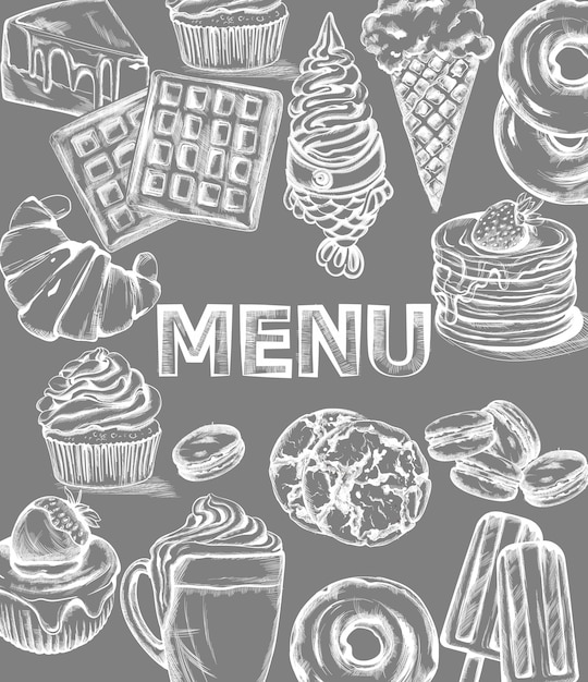 Modello di menu di dolci