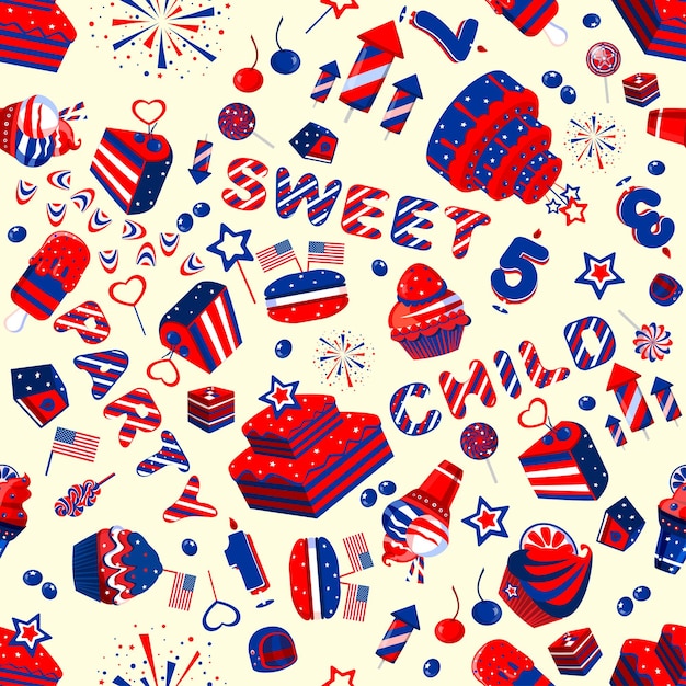 Sweets party USA seamless wallpaper