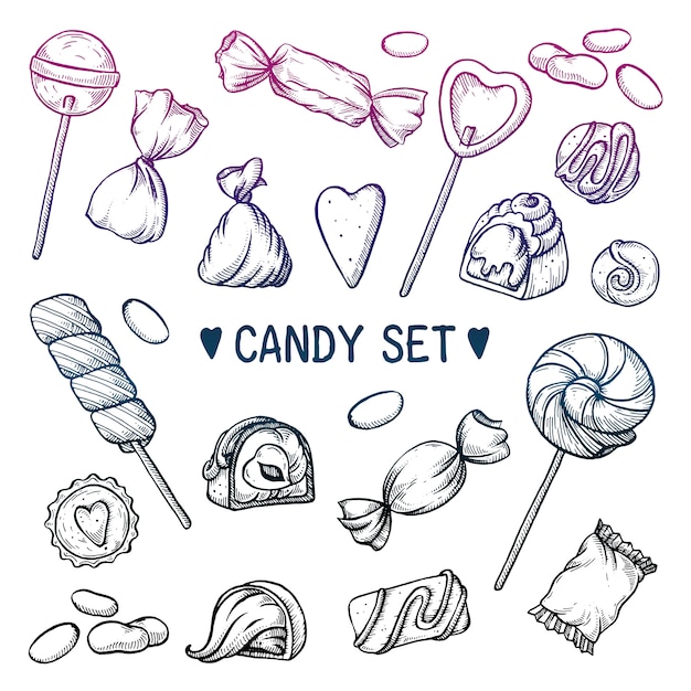 Sweets set on white