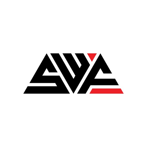SWF三角形字母標誌設計,三角形形狀 SWF 三角形標誌設計 單體 SWF 三邊形向量標誌模板,紅色 SWF 三方形標誌 簡單 優雅和豪華 SWF 標誌
