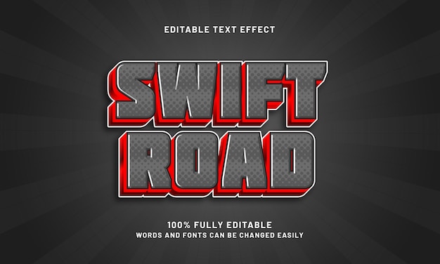 swift road editable text effect with a game and race theme