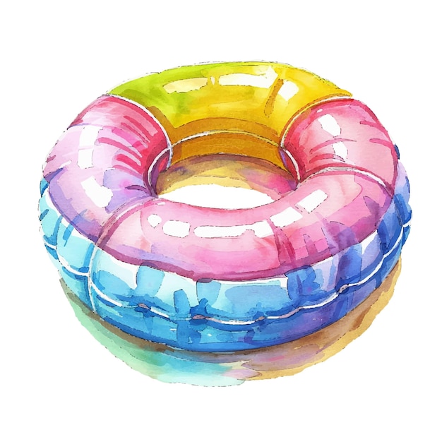 Swim ring vector illustration in watercolor style